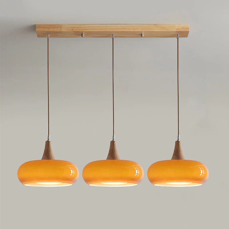 Nordic CreamWood Glass Pendant Chandelier