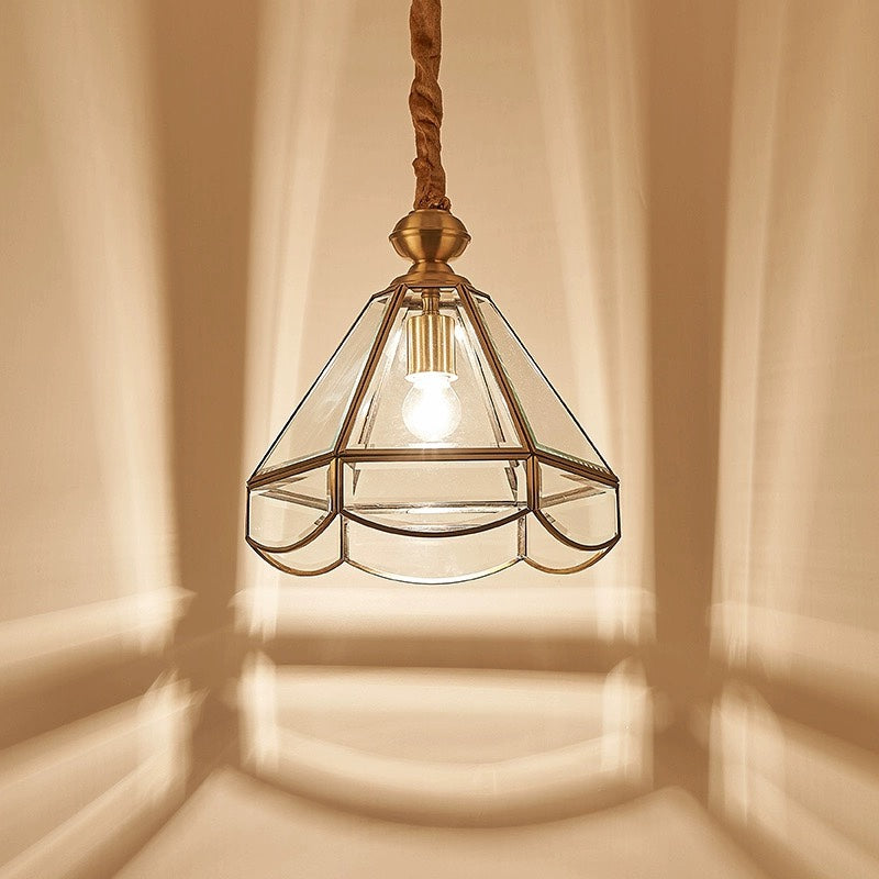 CopperGlow Heritage Glass Pendant Chandelier
