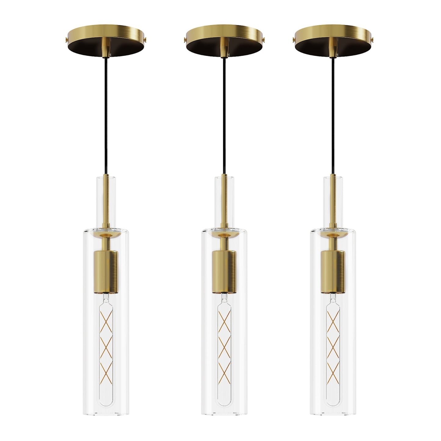 LumaStria Glass Gold Trio Pendant Set