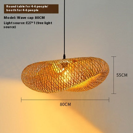 NaturaWeave Bamboo Hat Pendant Lamp