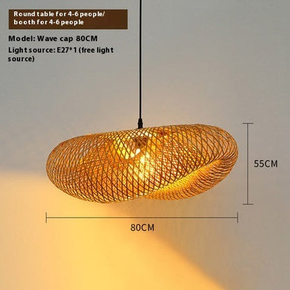 NaturaWeave Bamboo Hat Pendant Lamp