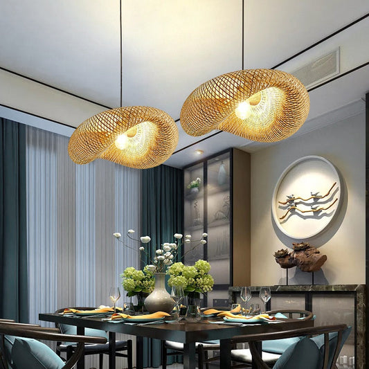 NaturaWeave Bamboo Hat Pendant Lamp