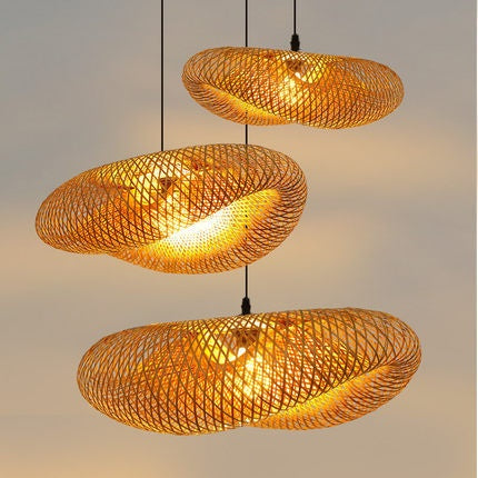 NaturaWeave Bamboo Hat Pendant Lamp