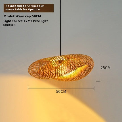NaturaWeave Bamboo Hat Pendant Lamp