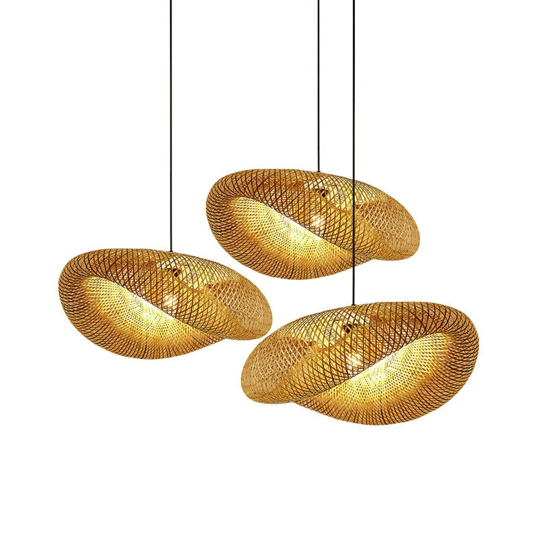 NaturaWeave Bamboo Hat Pendant Lamp