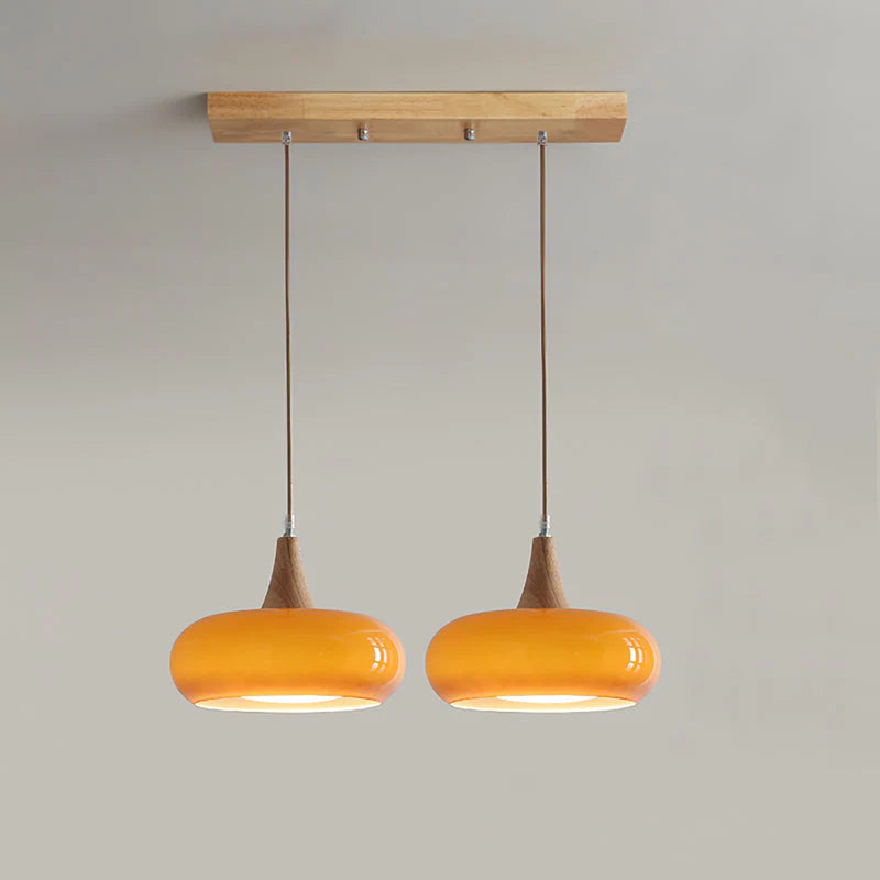 Nordic CreamWood Glass Pendant Chandelier