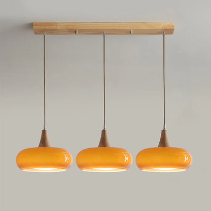 Nordic CreamWood Glass Pendant Chandelier