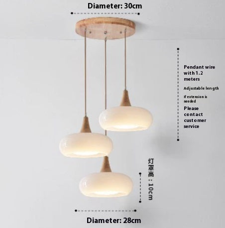 Nordic CreamWood Glass Pendant Chandelier