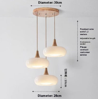 Nordic CreamWood Glass Pendant Chandelier