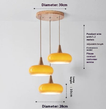 Nordic CreamWood Glass Pendant Chandelier