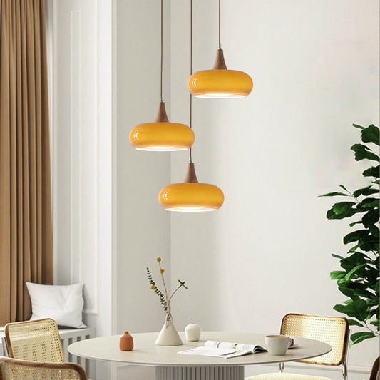 Nordic CreamWood Glass Pendant Chandelier