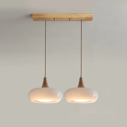 Nordic CreamWood Glass Pendant Chandelier