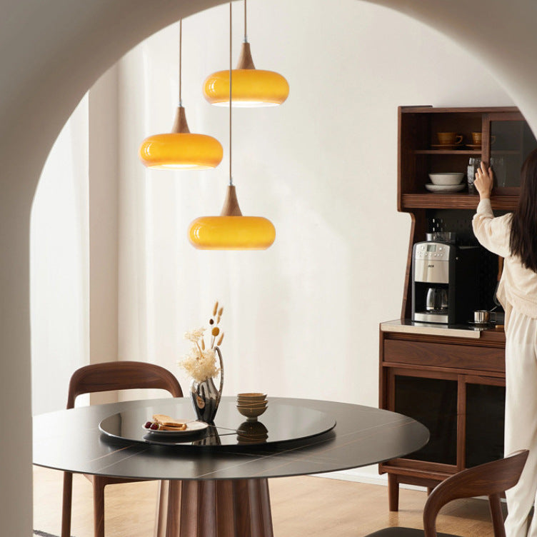 Nordic CreamWood Glass Pendant Chandelier