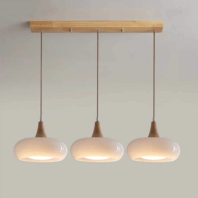 Nordic CreamWood Glass Pendant Chandelier