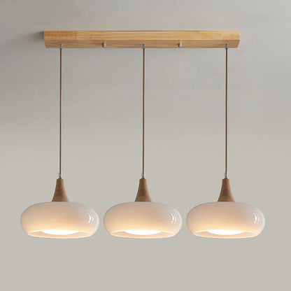Nordic CreamWood Glass Pendant Chandelier