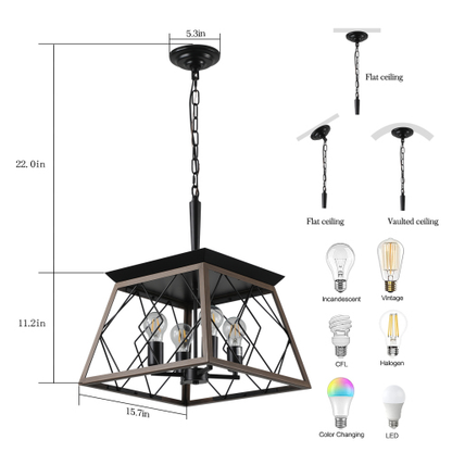 RusticFrame Four-Light Farmhouse Chandelier