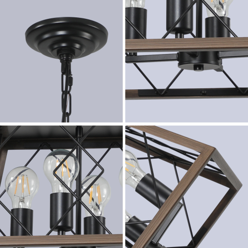 RusticFrame Four-Light Farmhouse Chandelier
