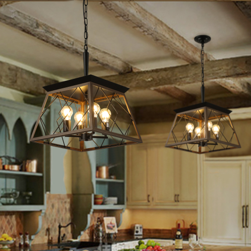 RusticFrame Four-Light Farmhouse Chandelier