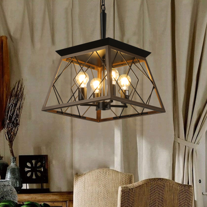 RusticFrame Four-Light Farmhouse Chandelier