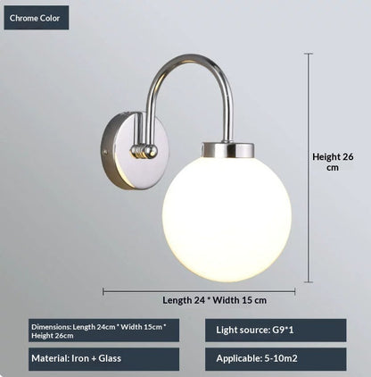 WabiGlow Frosted Glass Wall Lamp