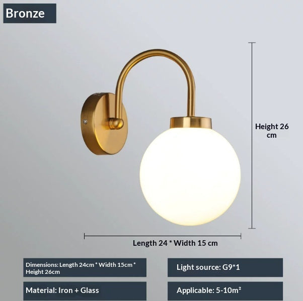 WabiGlow Frosted Glass Wall Lamp