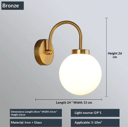 WabiGlow Frosted Glass Wall Lamp